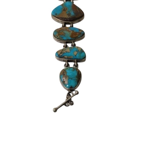 Vintage sterling silver turquoise Joe Picasso Jr Bracelet signed - Picture 3 of 4